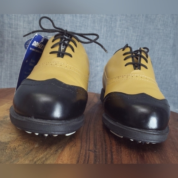 Lady Fairway Colonial Leather Gold/Black Saddle Golf Shoes Sz 8 (fits like 7.0) - Picture 10 of 11